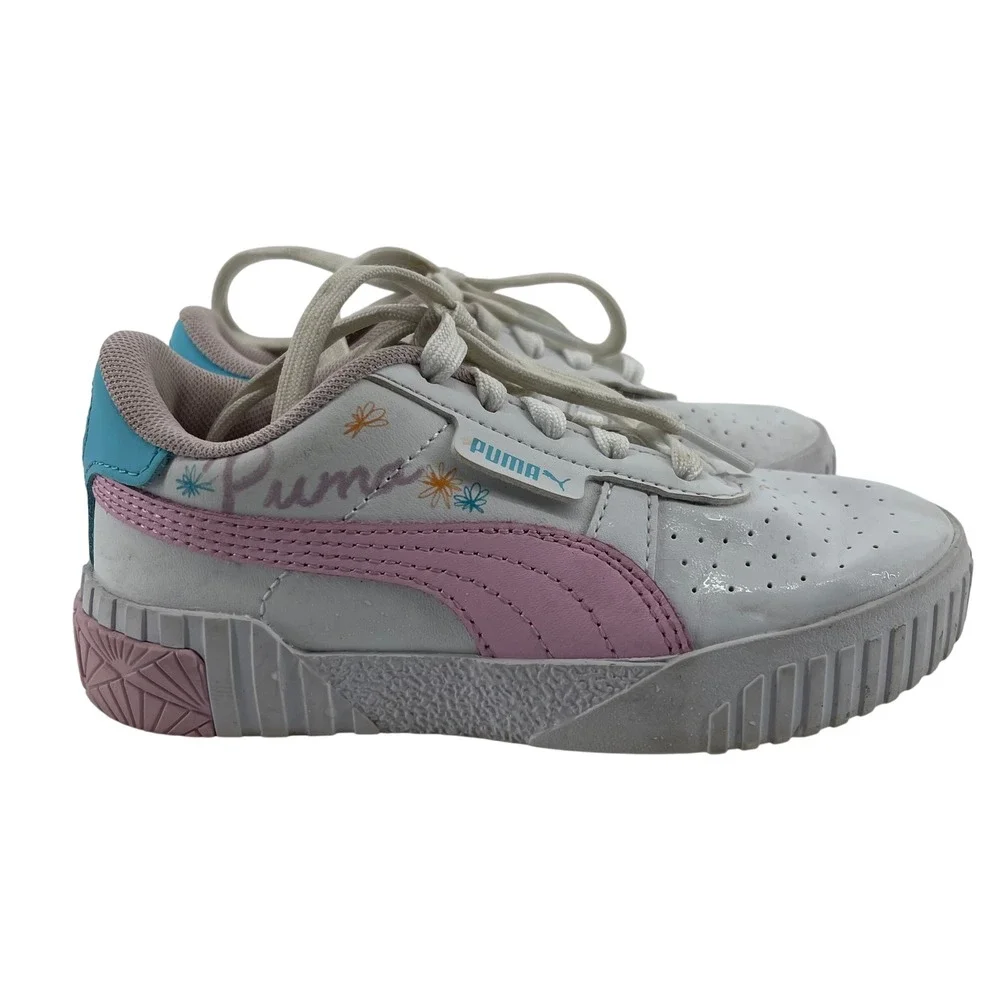 Puma Calia Dreamer Sneakers White Pink Blue Floral Detail Size 12C‎